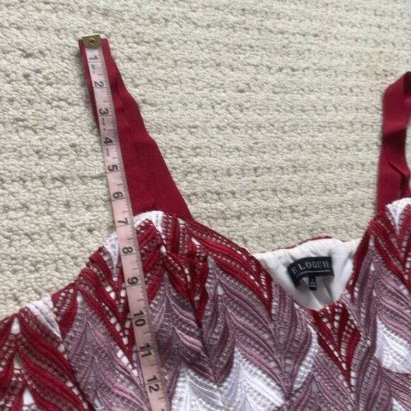 Eloquii Red & White Chevron Embroidered Maxi Dress Size 22 - Picture 13 of 15